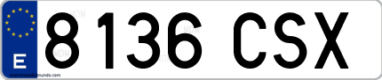 Ejemplo de matrícula de coche ordinaria 8136 CSX