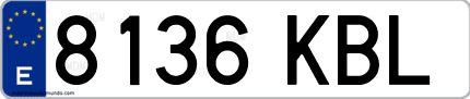 Ejemplo de matrícula de coche ordinaria 8136 KBL