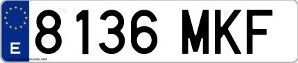 Ejemplo de matrícula española 8136 MKF