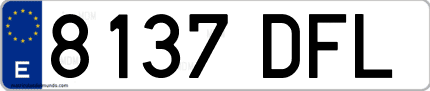 Ejemplo de matrícula de coche ordinaria 8137 DFL