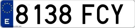 Ejemplo de matrícula española 8138 FCY