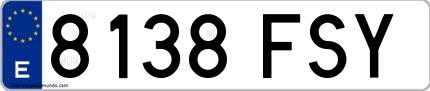 Ejemplo de matrícula española 8138 FSY