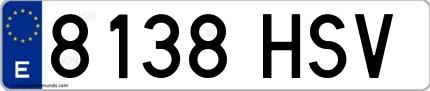 Ejemplo de matrícula española 8138 HSV