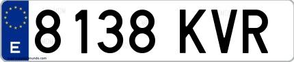 Ejemplo de matrícula española 8138 KVR