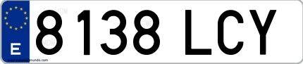 Ejemplo de matrícula española 8138 LCY