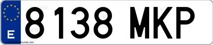 Ejemplo de matrícula española 8138 MKP