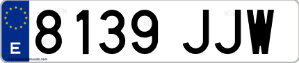 Ejemplo de matrícula de coche ordinaria 8139 JJW