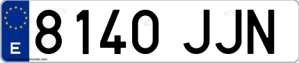 Ejemplo de matrícula de coche ordinaria 8140 JJN