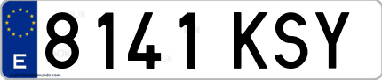 Ejemplo de matrícula de coche ordinaria 8141 KSY