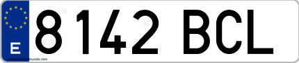 Ejemplo de matrícula de coche ordinaria 8142 BCL