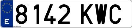 Ejemplo de matrícula de coche ordinaria 8142 KWC