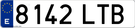 Ejemplo de matrícula de coche ordinaria 8142 LTB