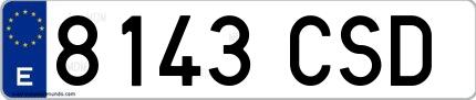 Ejemplo de matrícula española 8143 CSD