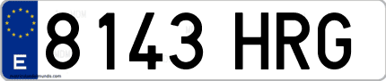 Ejemplo de matrícula de coche ordinaria 8143 HRG