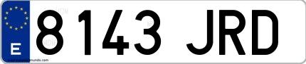 Ejemplo de matrícula española 8143 JRD
