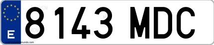 Ejemplo de matrícula española 8143 MDC