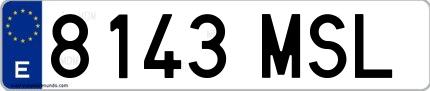 Ejemplo de matrícula española 8143 MSL