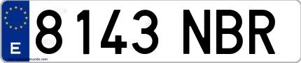 Ejemplo de matrícula española 8143 NBR