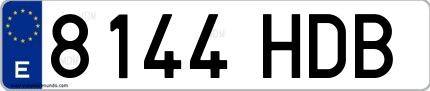 Ejemplo de matrícula española 8144 HDB