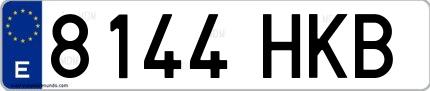 Ejemplo de matrícula española 8144 HKB