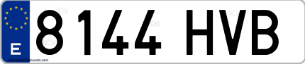 Ejemplo de matrícula de coche ordinaria 8144 HVB