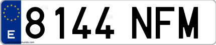 Ejemplo de matrícula de coche ordinaria 8144 NFM