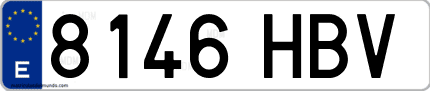Ejemplo de matrícula de coche ordinaria 8146 HBV