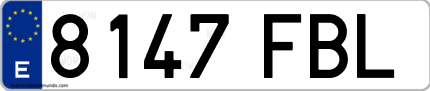 Ejemplo de matrícula de coche ordinaria 8147 FBL