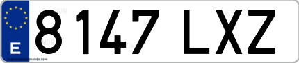 Ejemplo de matrícula de coche ordinaria 8147 LXZ