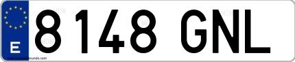 Ejemplo de matrícula española 8148 GNL