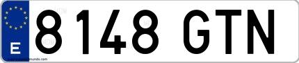 Ejemplo de matrícula española 8148 GTN