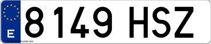 Ejemplo de matrícula española 8149 HSZ
