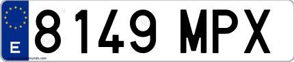 Ejemplo de matrícula de coche ordinaria 8149 MPX