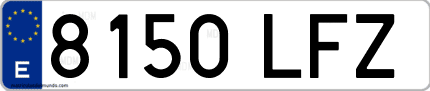 Ejemplo de matrícula de coche ordinaria 8150 LFZ