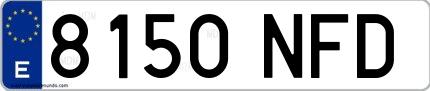 Ejemplo de matrícula española 8150 NFD