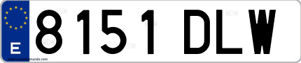 Ejemplo de matrícula de coche ordinaria 8151 DLW
