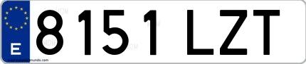 Ejemplo de matrícula de coche ordinaria 8151 LZT