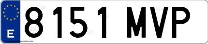 Ejemplo de matrícula española 8151 MVP