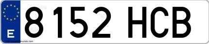 Ejemplo de matrícula española 8152 HCB