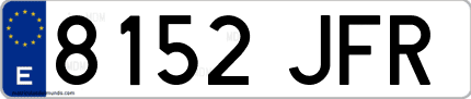 Ejemplo de matrícula de coche ordinaria 8152 JFR