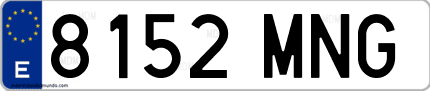 Ejemplo de matrícula de coche ordinaria 8152 MNG