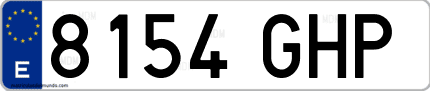 Ejemplo de matrícula de coche ordinaria 8154 GHP