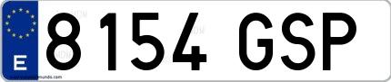 Ejemplo de matrícula española 8154 GSP