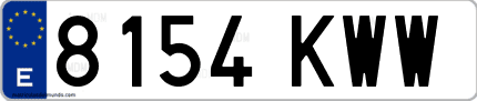 Ejemplo de matrícula de coche ordinaria 8154 KWW