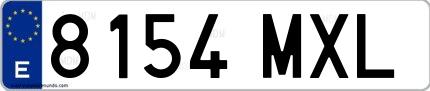 Ejemplo de matrícula española 8154 MXL