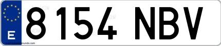 Ejemplo de matrícula española 8154 NBV