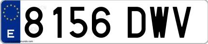 Ejemplo de matrícula española 8156 DWV