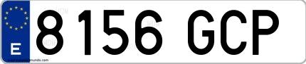 Ejemplo de matrícula española 8156 GCP