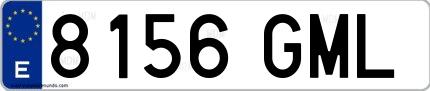 Ejemplo de matrícula española 8156 GML