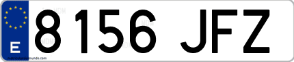 Ejemplo de matrícula de coche ordinaria 8156 JFZ